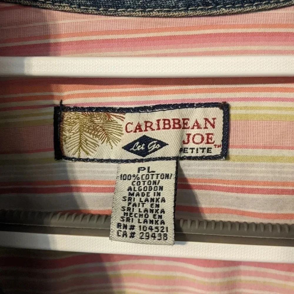 Caribbean Joe 100% Cotton Jean Jacket Size P Large - Picture 4 of 12